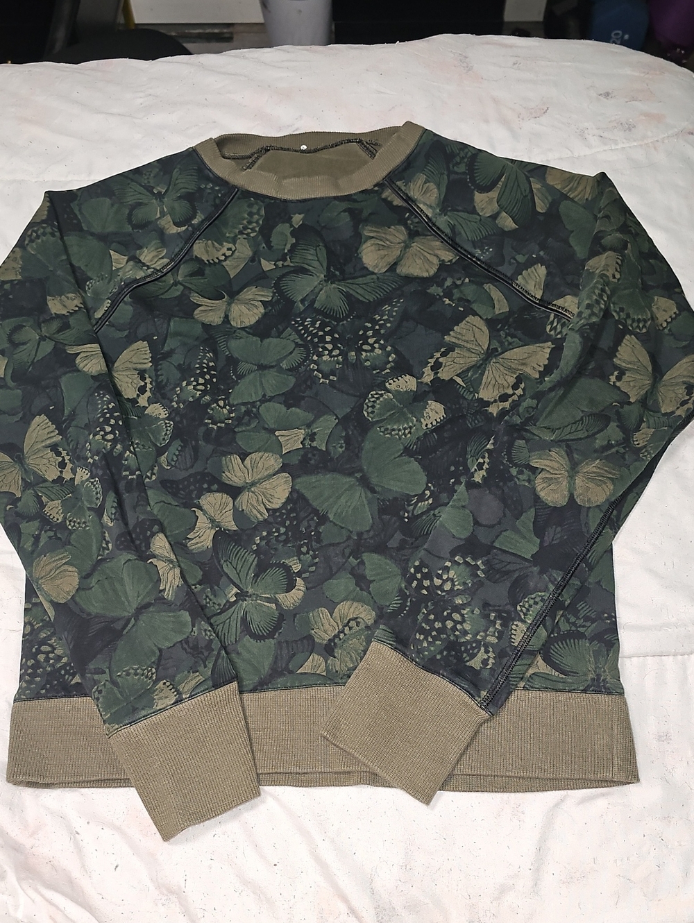lululemon athletica Green Butterfly Print Crewneck Sweater